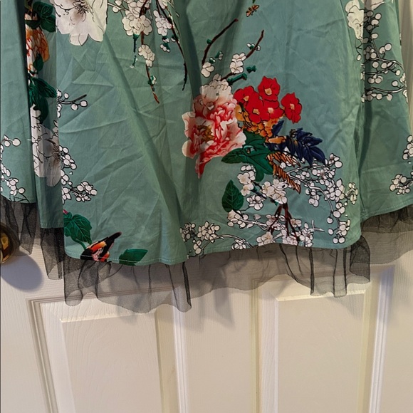 Pinup Floral Halter Midi Dress in Teal - Brand: - Picture 3 of 4